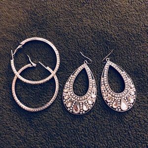 Sequin Silver Earrings Set